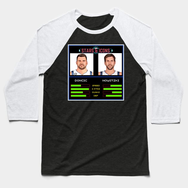 Luka & Dirk - NBA Jam “Stars & Icons” Edition Baseball T-Shirt by M.I.M.P.
